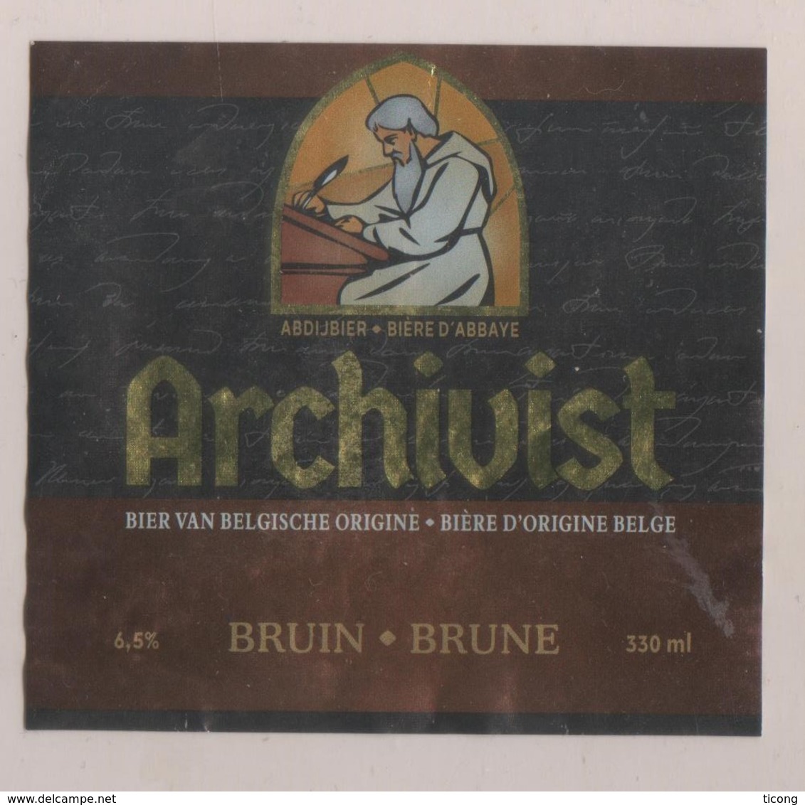 BIERE ETIQUETTE ARCHIVIST BRUNE - BRASSERIE DE MERELBEKE BELGIQUE - VOIR LE SCANNER - Bière