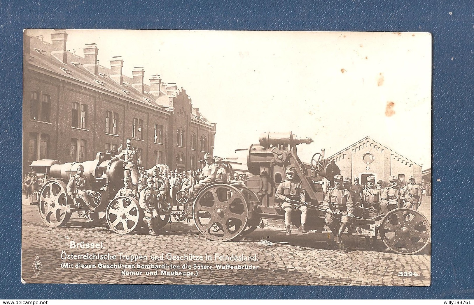 Fotokaart Oostenrijks Skoda Mortier 30,5 Cm Te Brussel, Kazerne Van De Artillerie, Rolinkazerne Brussel Bruxelles 1914 - Guerre 1914-18