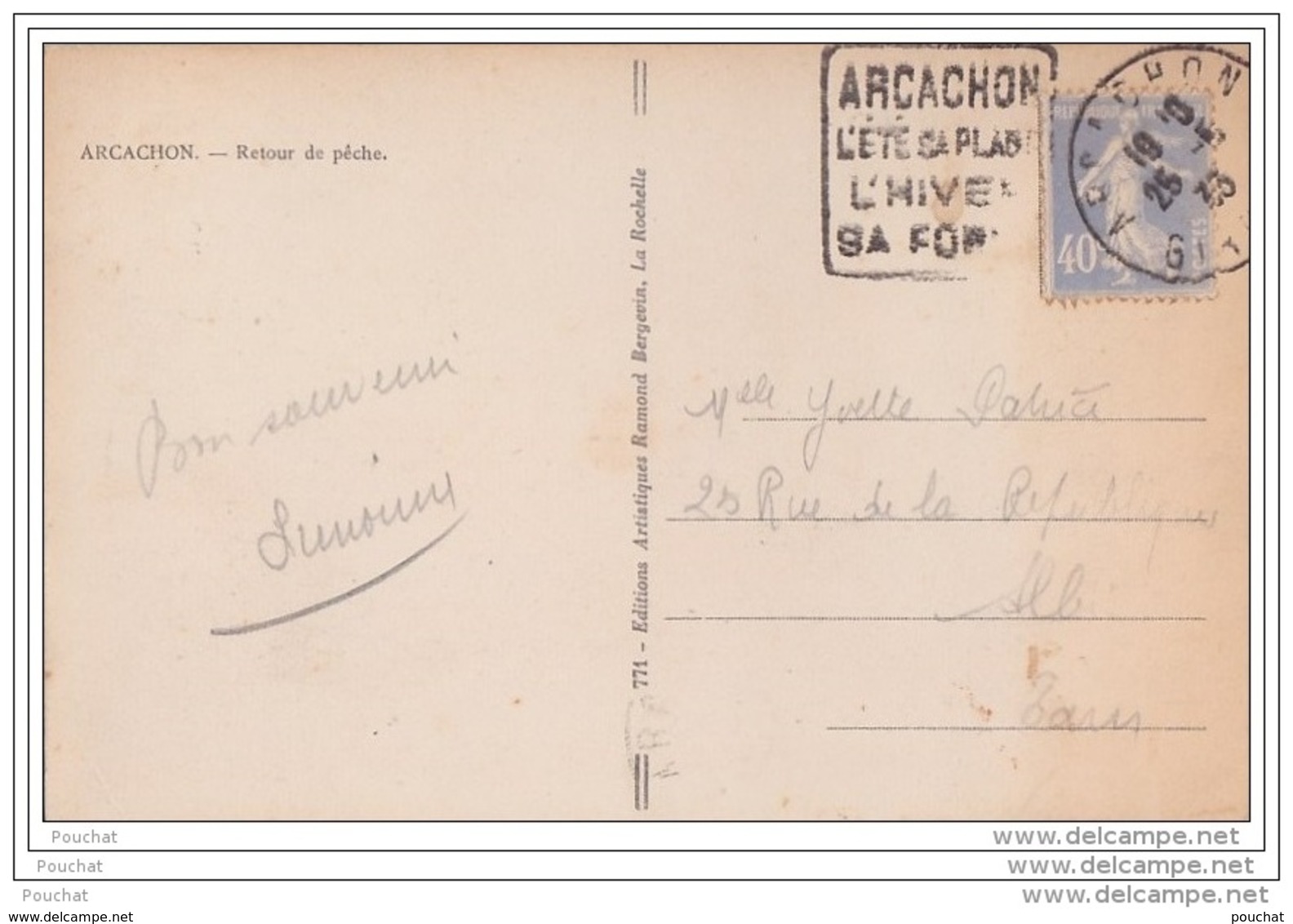 33) Arcachon.- Retour De Pêche - (éditeur Ramuntcho à La Rochelle + Flamme Pub De 1933) - Arcachon