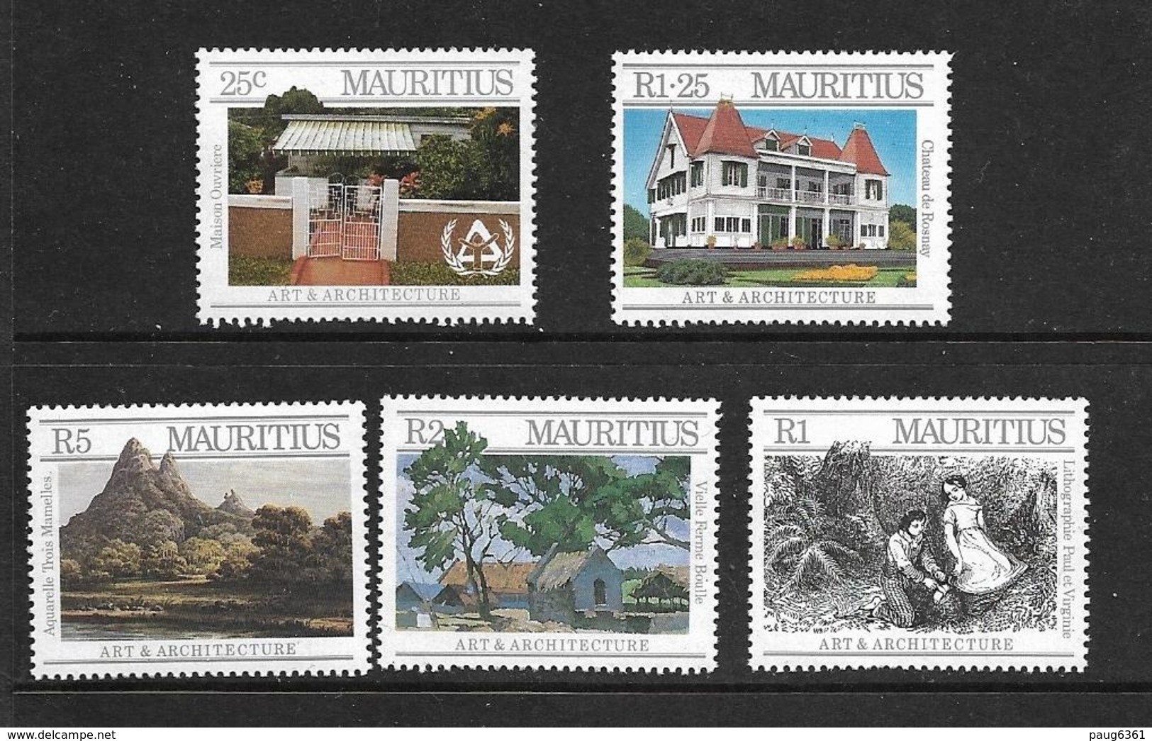 ILE MAURICE 1987 ART ET ARCHITECTURE  YVERT N°685/89 NEUF MNH** - Mauritius (1968-...)