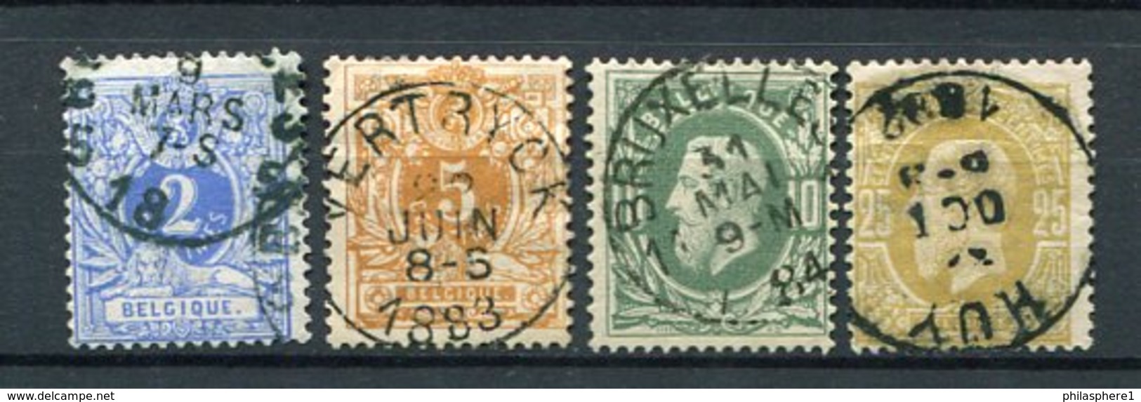 Belgien Nr.24, 25, 27 + 29 C          O  Used           (956) L 14 - 1869-1883 Leopold II.