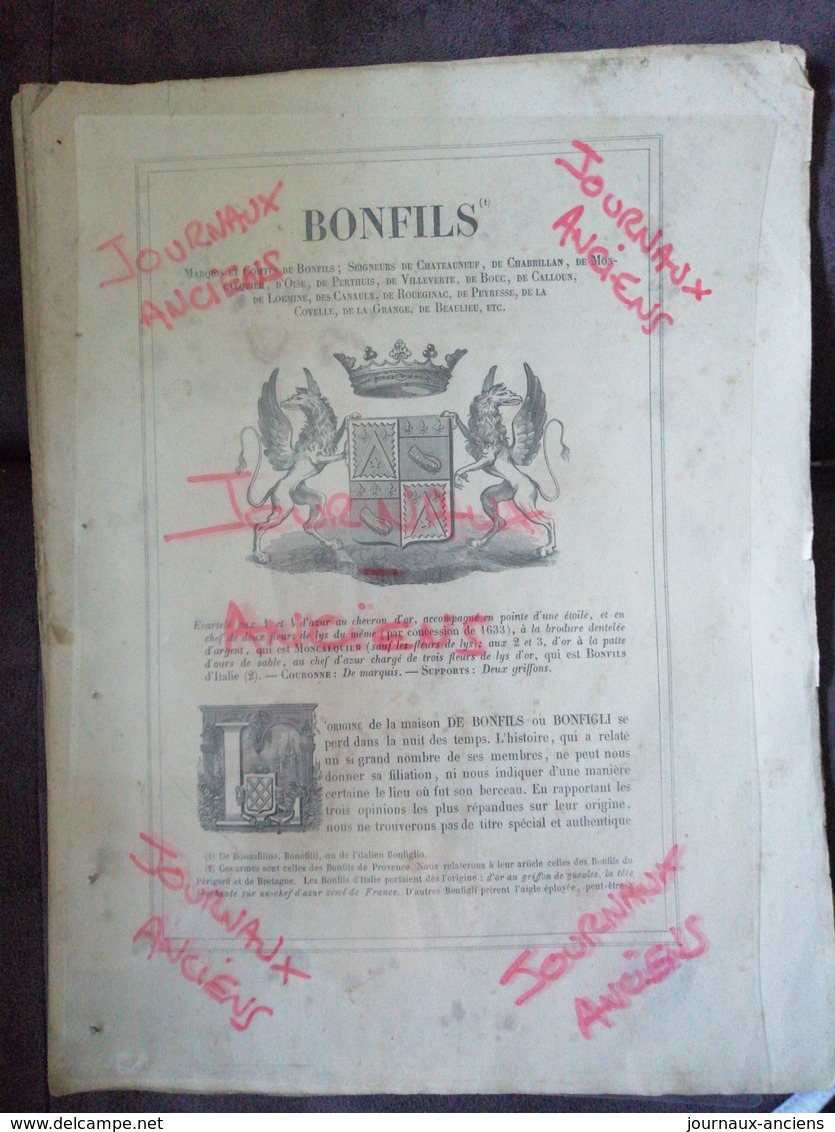 1856 BONFILS - CHÂTEAUNEUF - CHABRILLAND - MONCALQUIER - OISE - PERTHUIS - VILLE VERTE - BOUC - CALLOUN - LOEMINE ETC... - Documentos Históricos