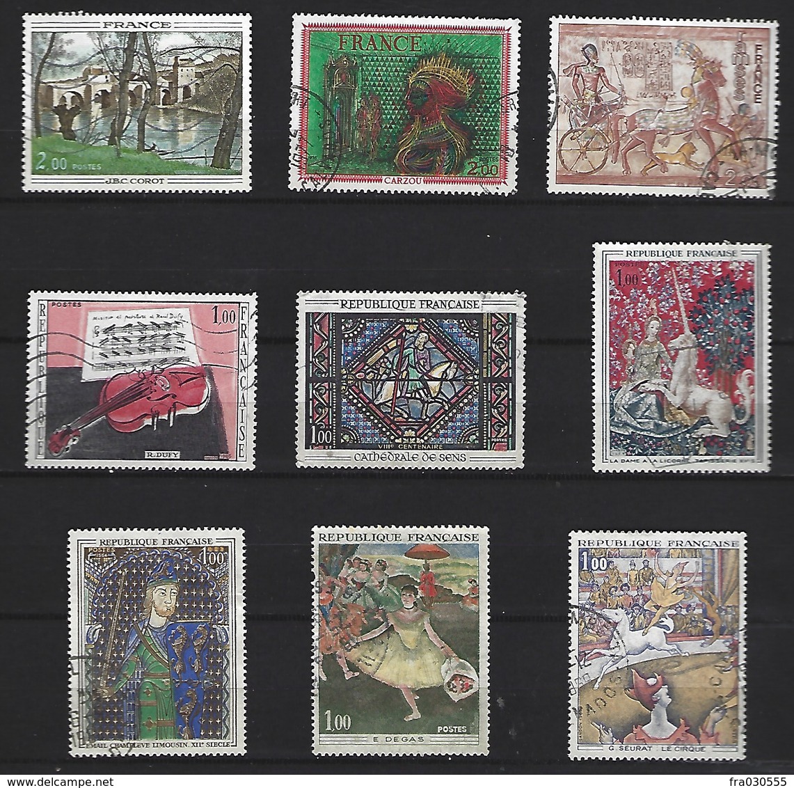 FRANCE Lot De 20 Timbres Oblitérés - TABLEAUX - Collections