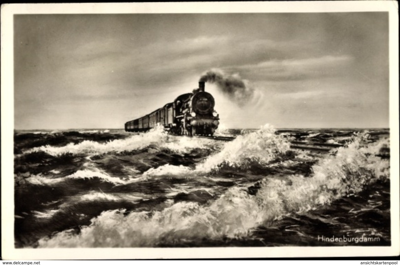 Cp Eisenbahn Auf Dem Hindenburgdamm Nach Sylt, Dampflokomotive - Eisenbahnen