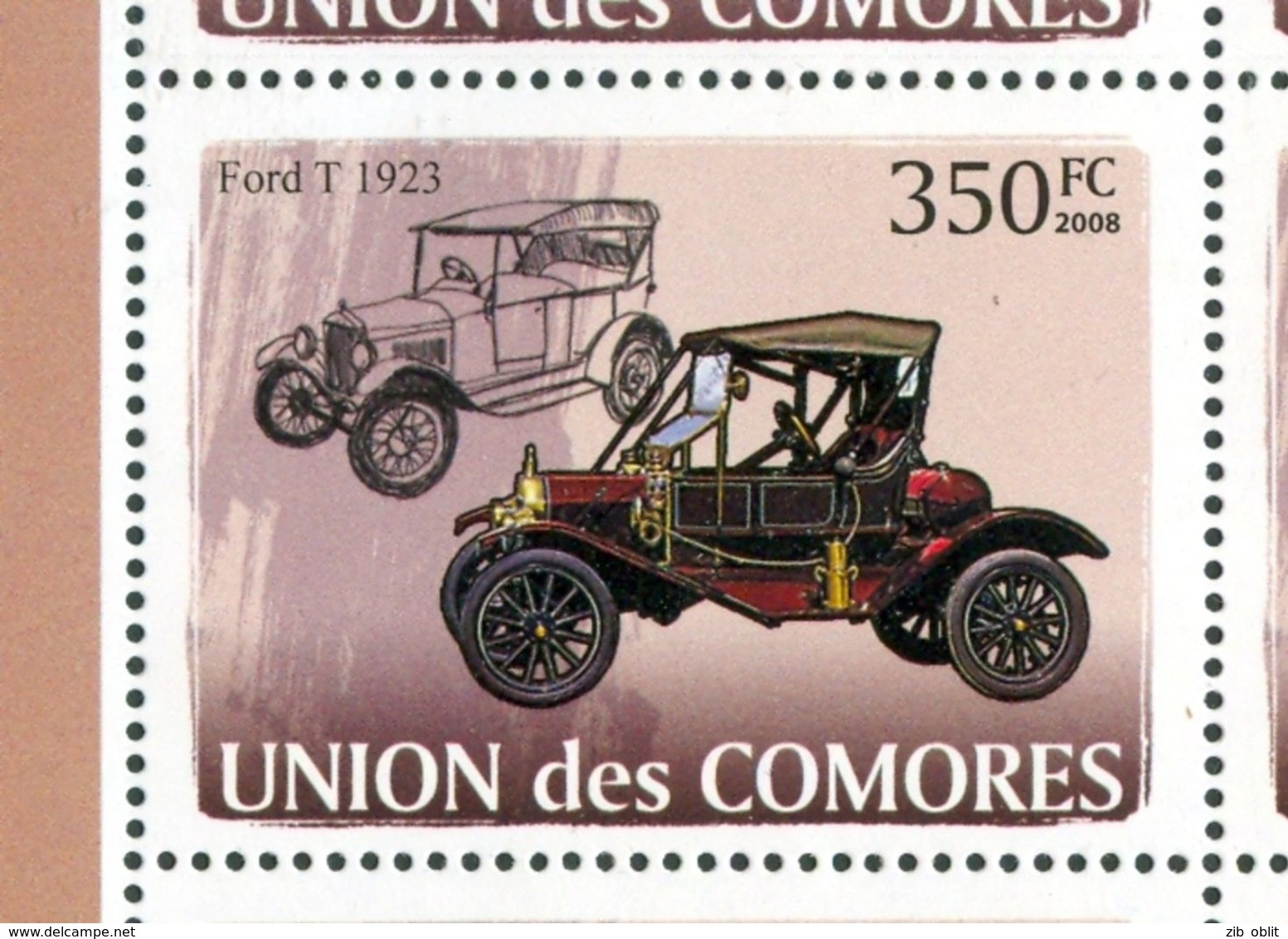 19/5 (vert) Comores Timbre XX Voiture Car Ford 1923 - Cars