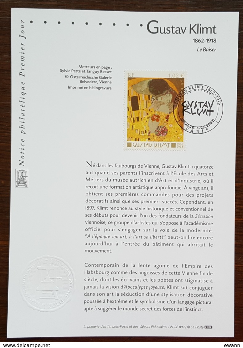 FDC Sur Document - YT N°3461 - Gustav Klimt - 2002 - 2000-2009