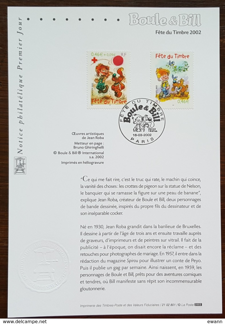 FDC Sur Document - YT N°3467, 3468 - Fête Du Timbre / Boule & Bill - 2002 - 2000-2009