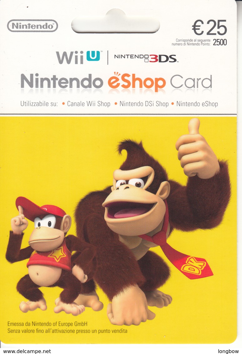 Game Card Italy Nintendo 2013 Donkey Kong - Gift Cards