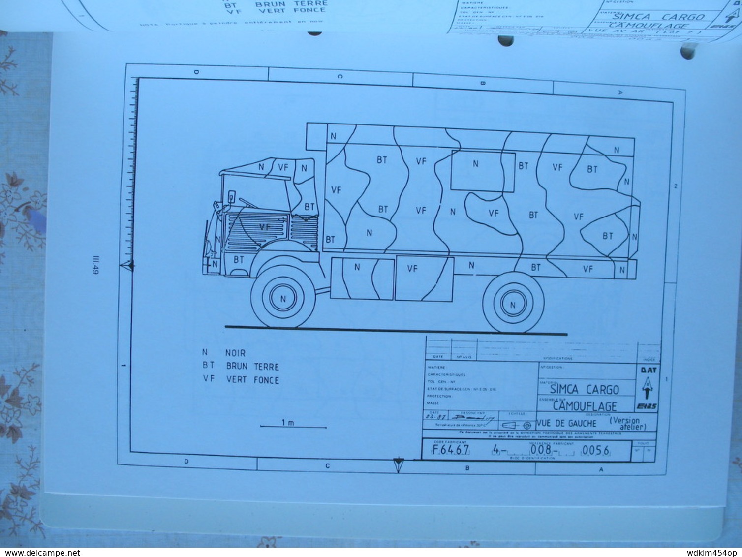 MILITAIRE  MAT 2636 édition 1989/92 INSTRUCTION TECHNIQUE MARQUAGES ET LE CAMOUFLAGE MATERIEL ARMEMENT  BLINDES  ROUES