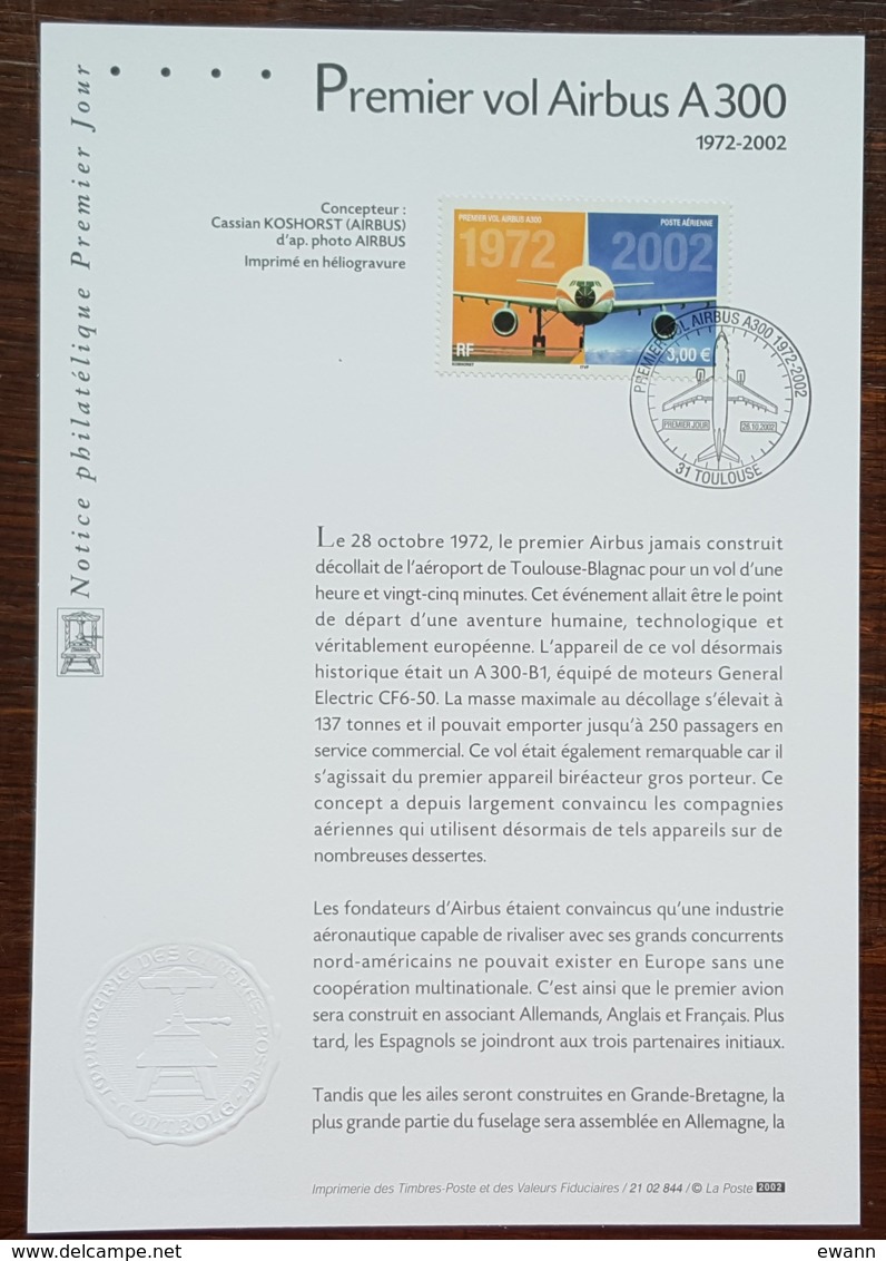 FDC Sur Document - YT Aérien N°65 - Premier Vol Airbus A300 - 2002 - 2000-2009