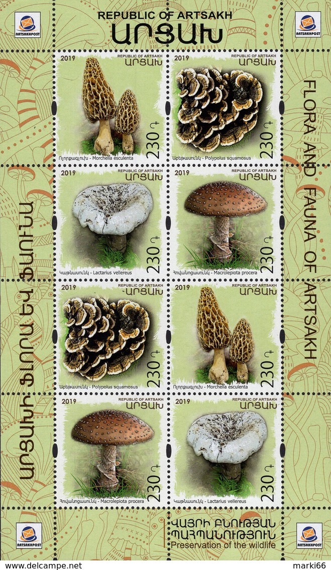 Armenia - Nagorno-Karabakh - 2019 - Mushrooms - Preservation Of Wildlife - Mint Special Souvenir Sheet - Arménie