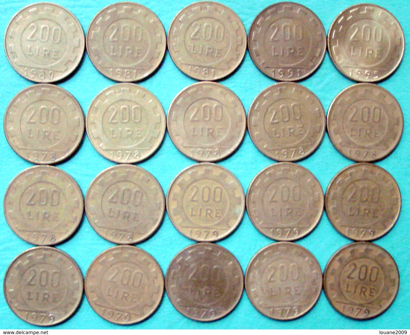 Italie - 200 Lire 1978 à 1995 Lot 20 Pièces De Monnaie - 200 Lire