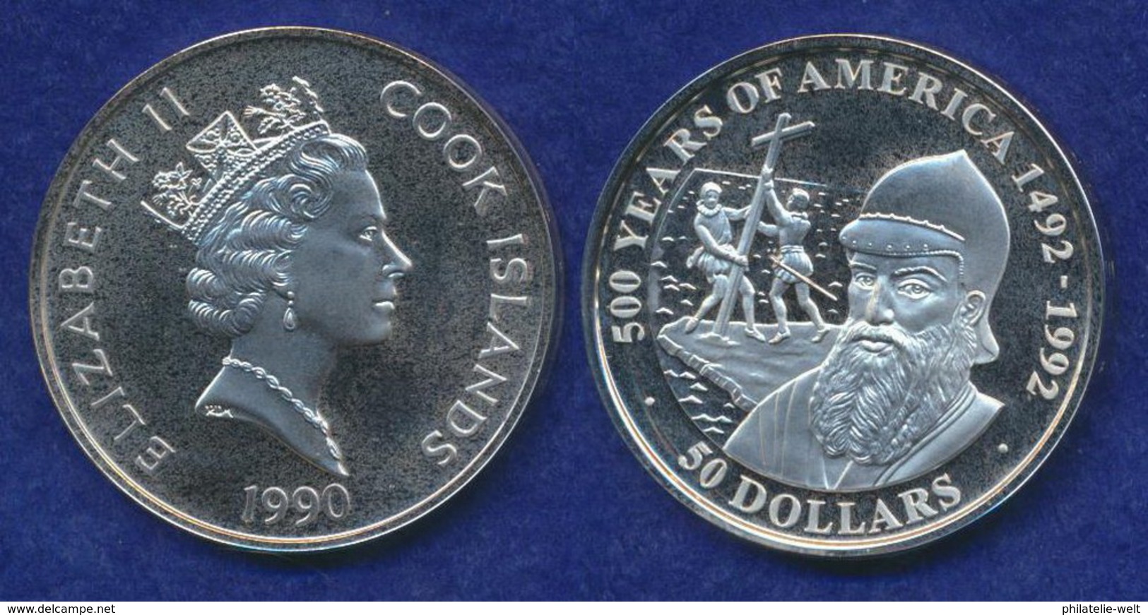 Cook-Inseln 50 Dollar 1990 Pedro Alvares Cabral Ag925 1oz - Cook