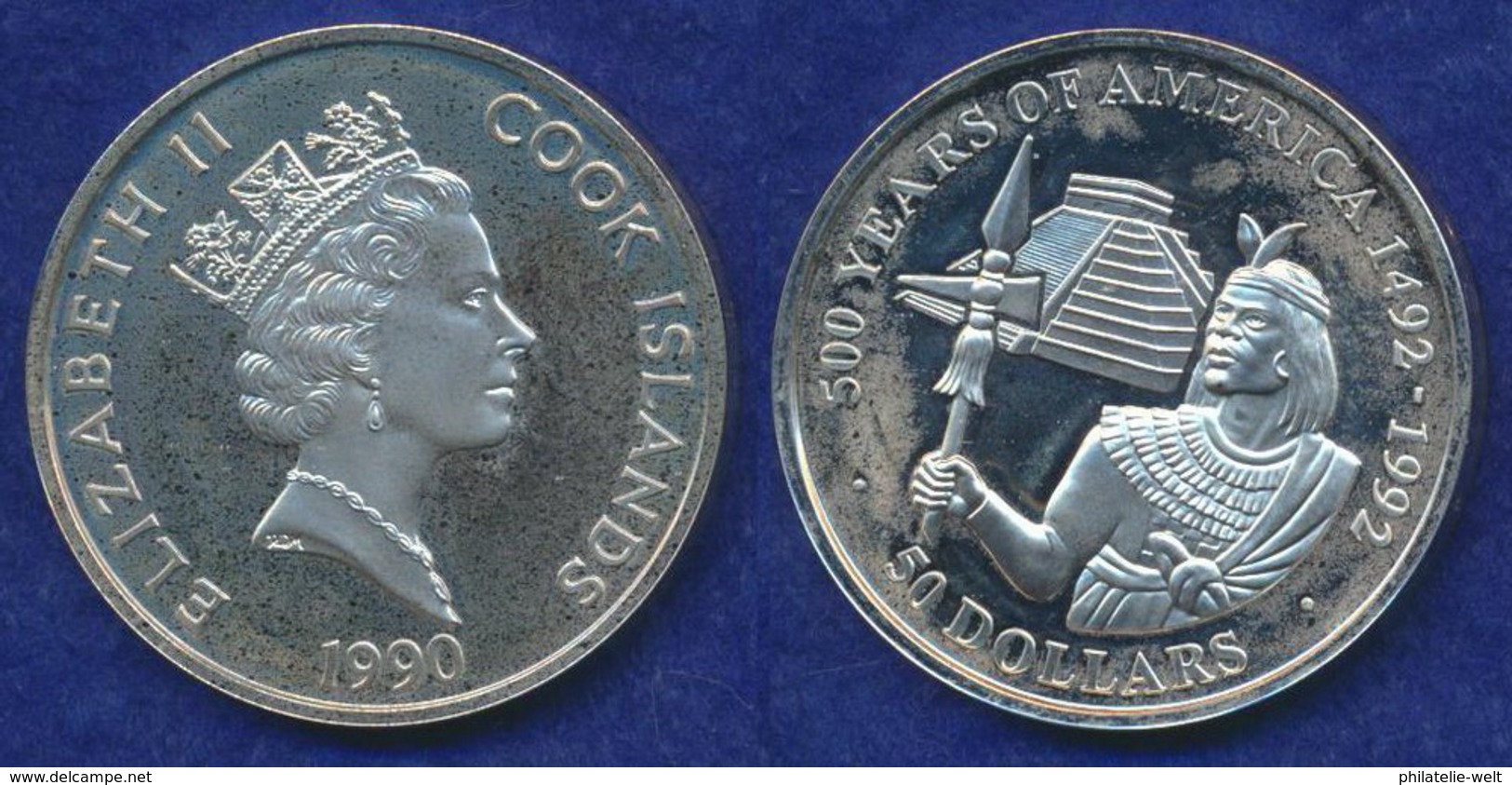 Cook-Inseln 50 Dollar 1990 Inka-Fürst Ag925 1oz - Cook Islands