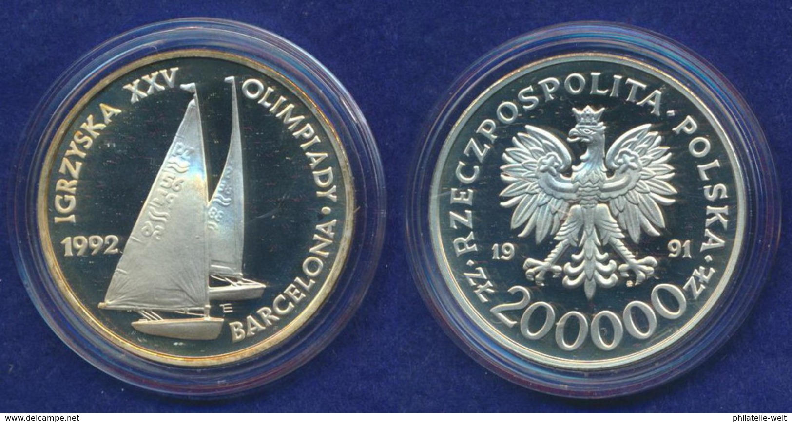 Polen 200000 Zl. 1992 Segler Ag925 1oz - Pologne