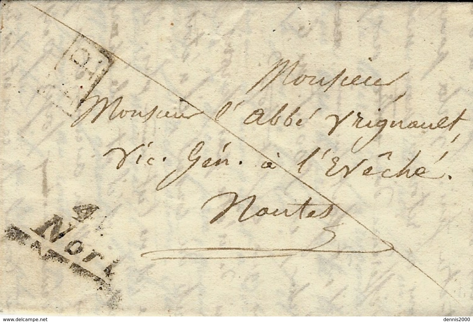 Sas Date - Lettre Avec Cursive 42 / Nort  + P.P. Noir  Pour Nantes - 1849-1876: Période Classique