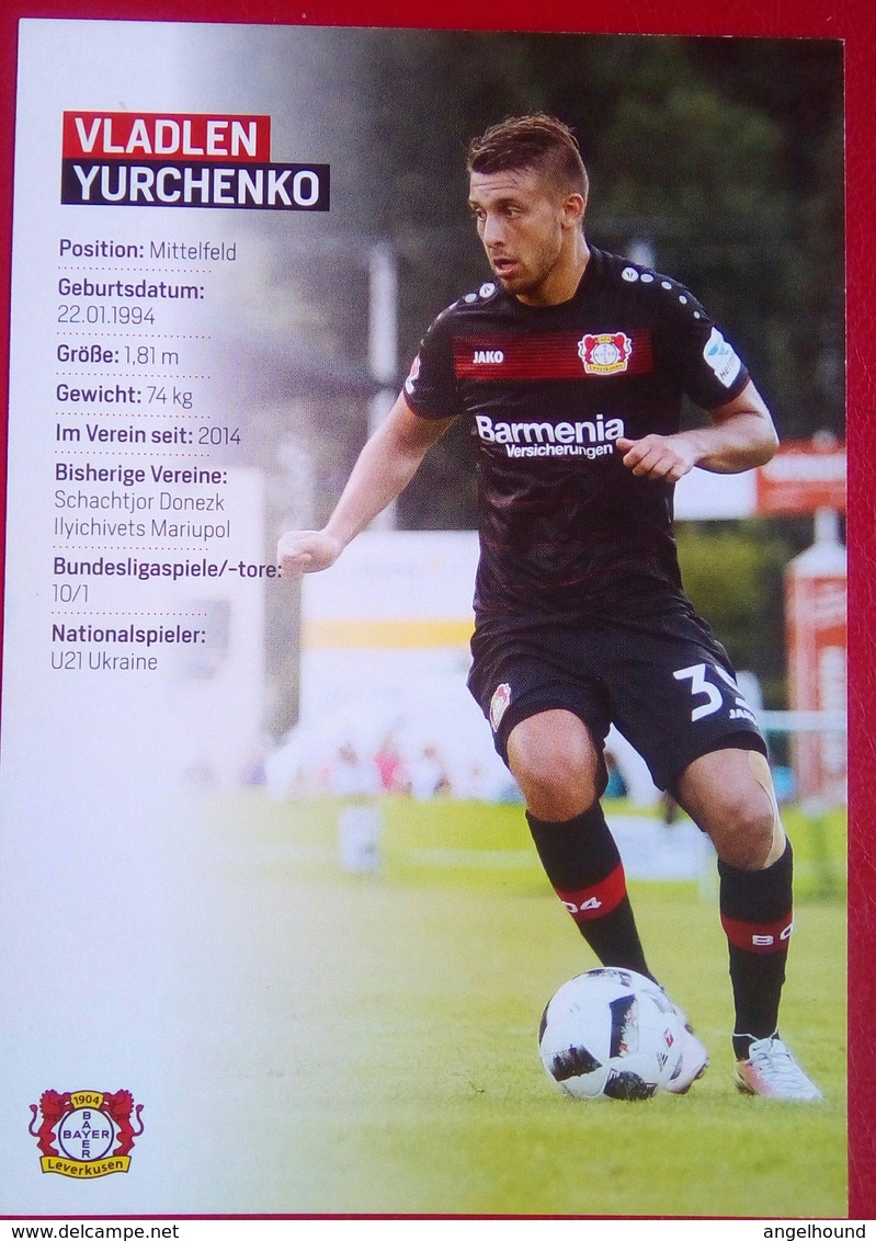 Bayer 04 Vladlen Yurchenko Signed Card - Handtekening