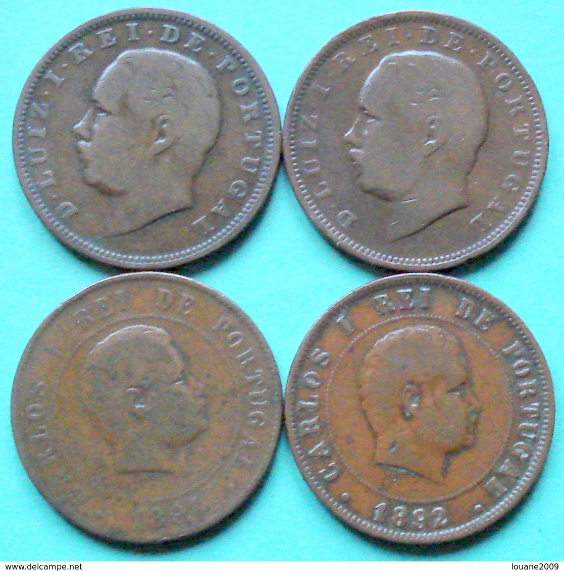 Portugal - 20 XX Reis 1883 - 1884 - 1891 - 1892 Lot 4 Pièces De Monnaie - Portugal