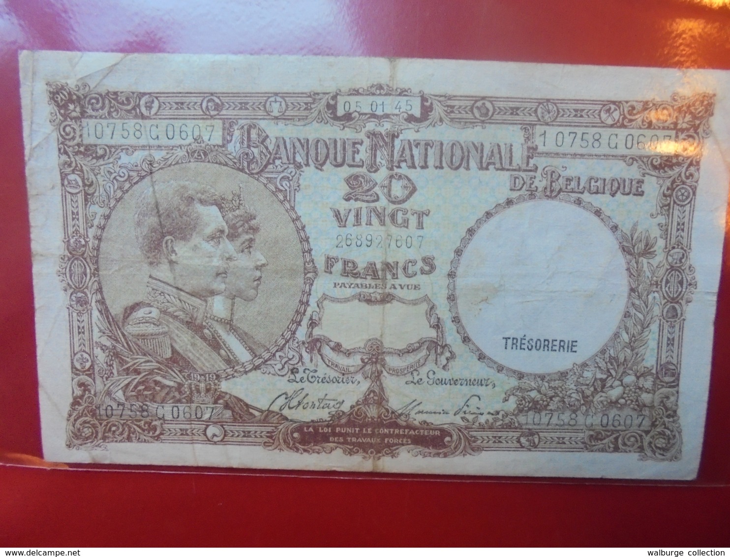 BELGIQUE 20 FRANCS 5-1- 1945 CIRCULER - 20 Francs