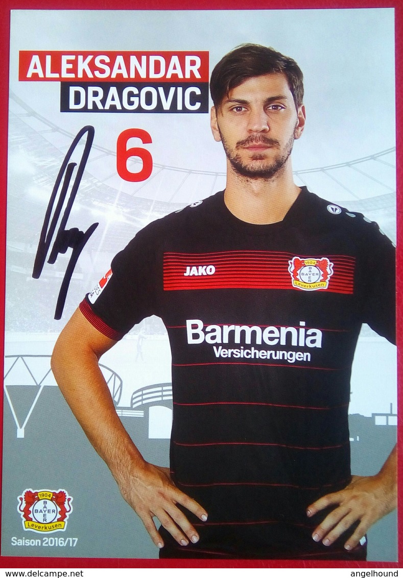 Bayer 04 Aleksandar Dragovic Signed Card - Autógrafos