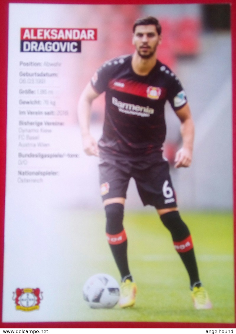 Bayer 04 Aleksandar Dragovic Signed Card - Handtekening