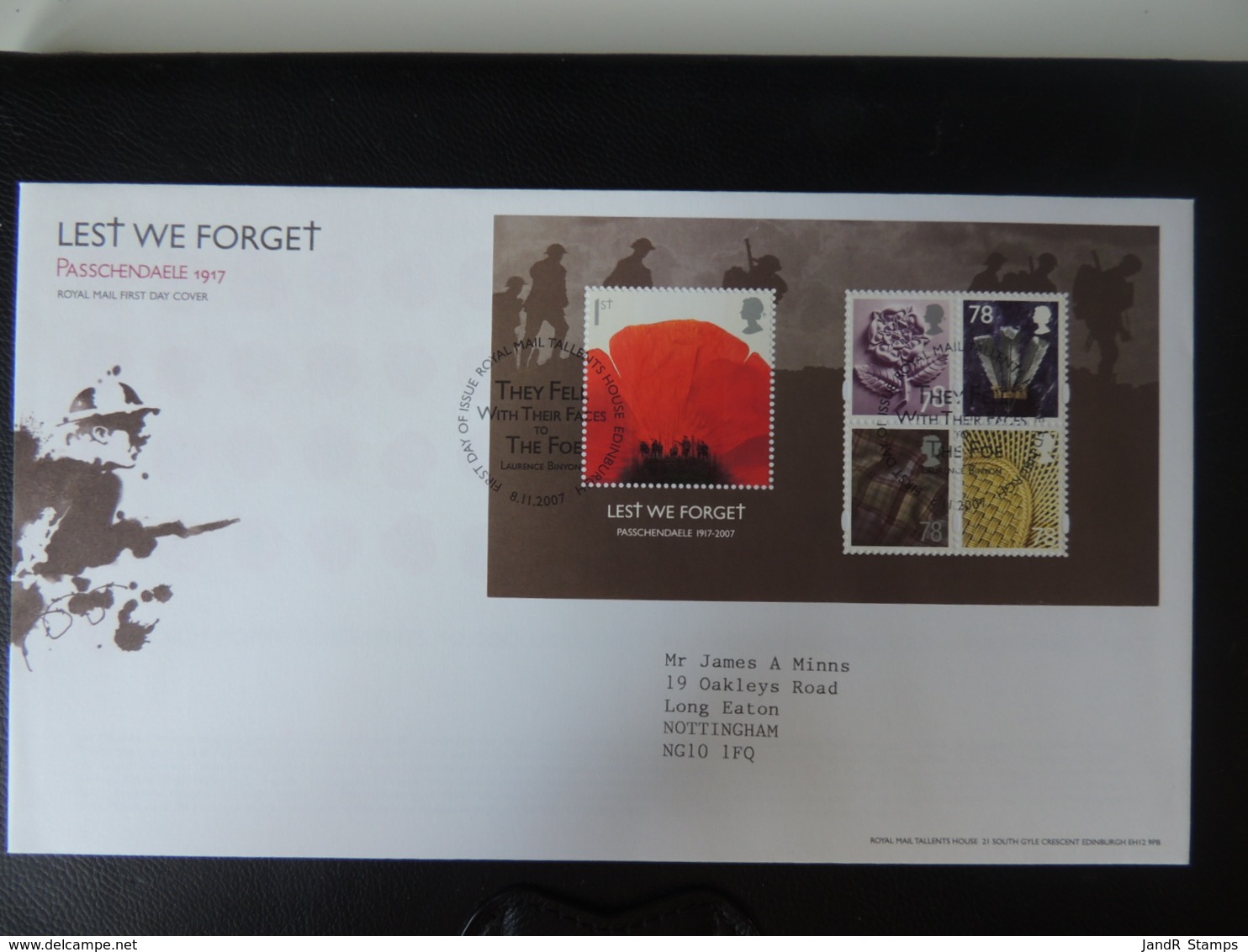 GB 2007 FDC - Miniature Sheet Lest We Forget Tallents PM Passchendaele Wwi Wwii Rememberance Regionals - 2001-2010 Decimal Issues