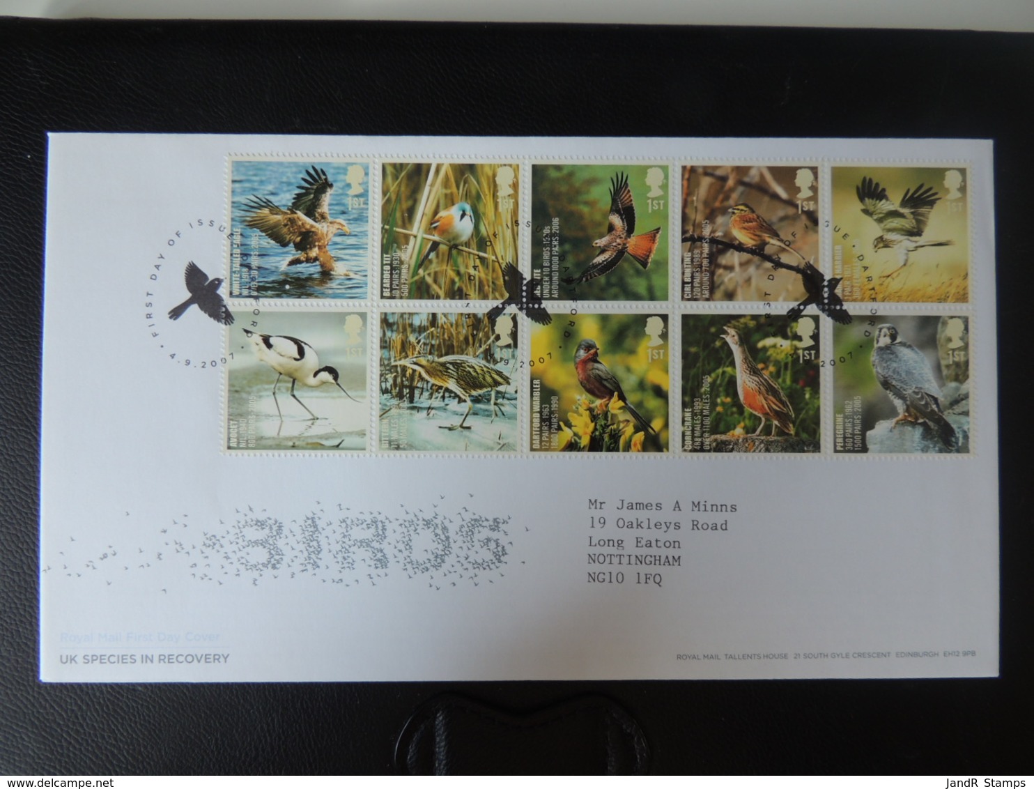 GB 2007 FDC - UK Species In Recovery Birds Eagle Kite Bunting Harrier Avocet Bittern Warbler Corncrake Peregrine - 2001-2010 Decimal Issues