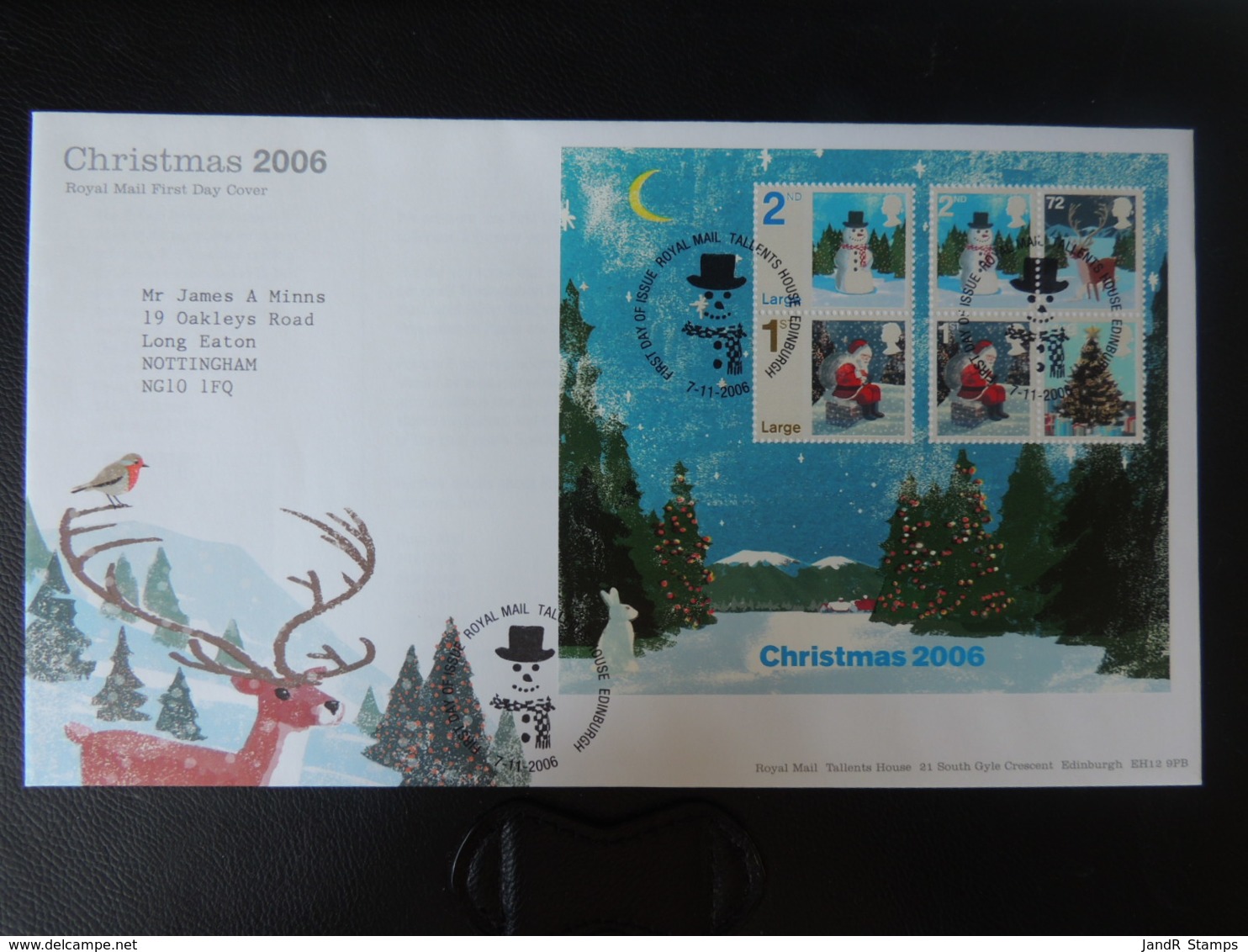 GB 2006 FDC - Miniature Sheet Christmas Tallents Postmark First Day Cover Snowman Santa Claus Reindeer Tree - 2001-2010 Dezimalausgaben