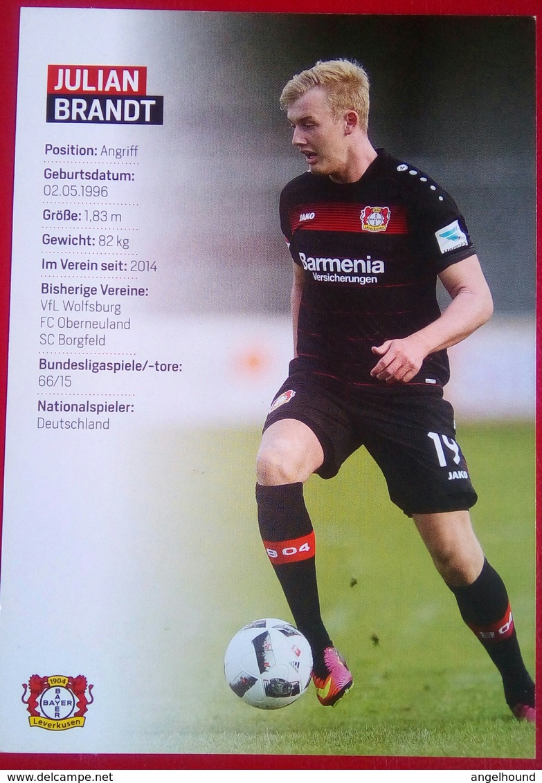 Bayer 04  Julian Brandt  Signed Card - Autographes