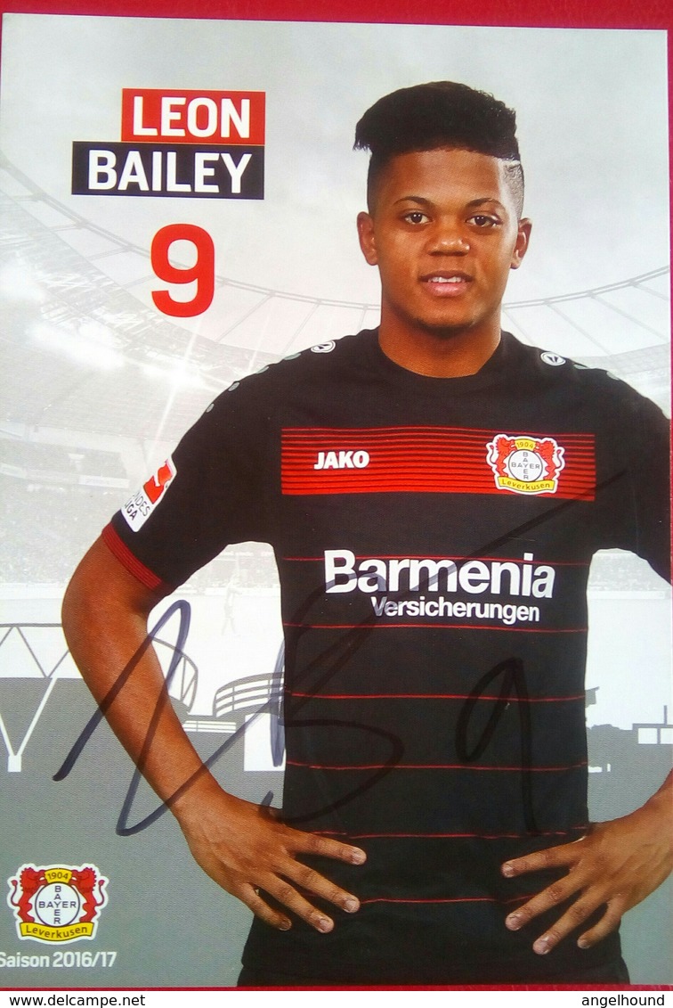 Bayer 04 Leon Bailey Signed Card - Autógrafos