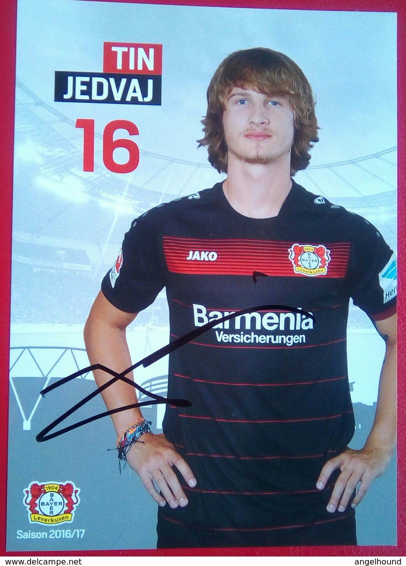 Bayer 04  Tin Jedvaj Signed Card - Autógrafos