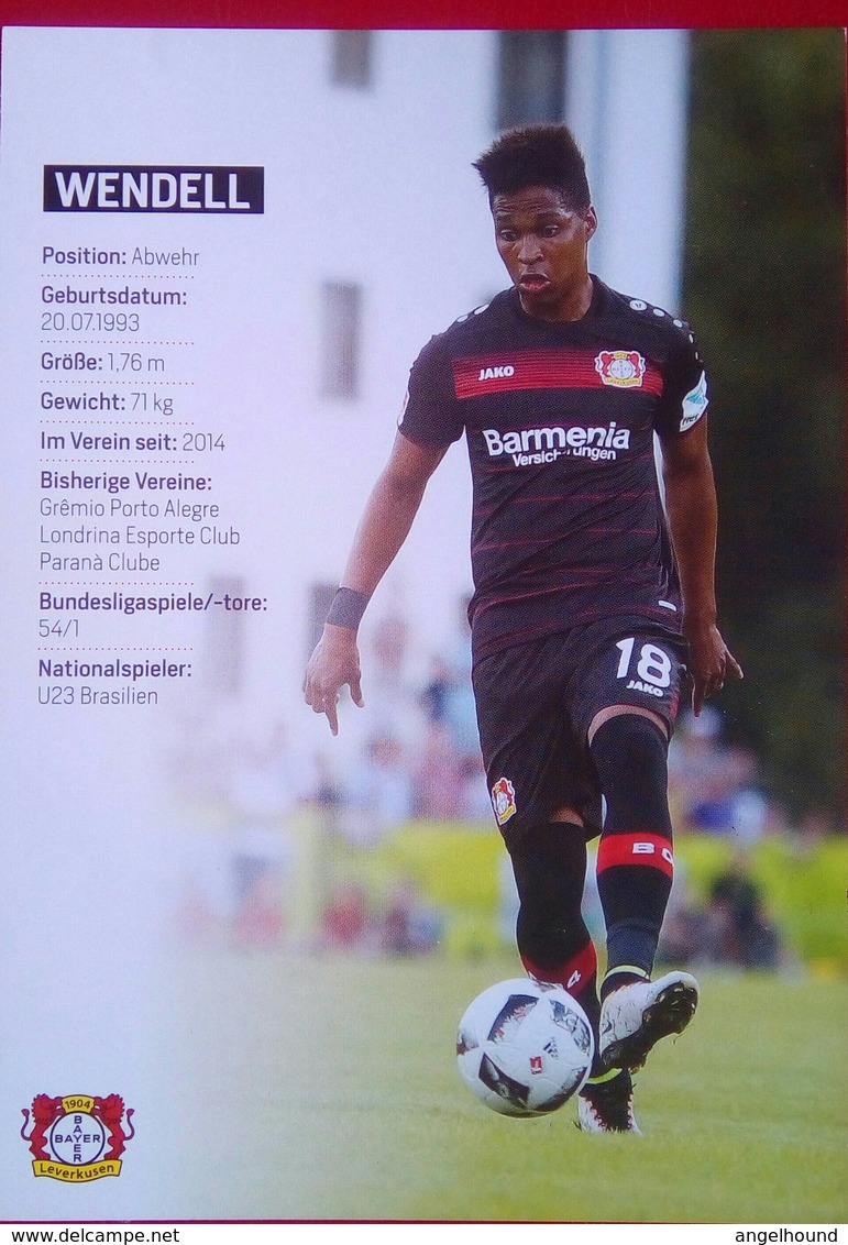 Bayer 04 Wendell  Signed Card - Autographes