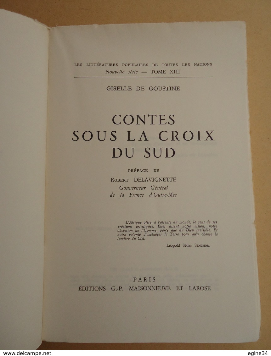 Contes Africains - Giselle De Goustine - Contes Sous La Croix Du Sud - Tome XIII - 1967 - 3 Dessins M. Abauzit - Other & Unclassified