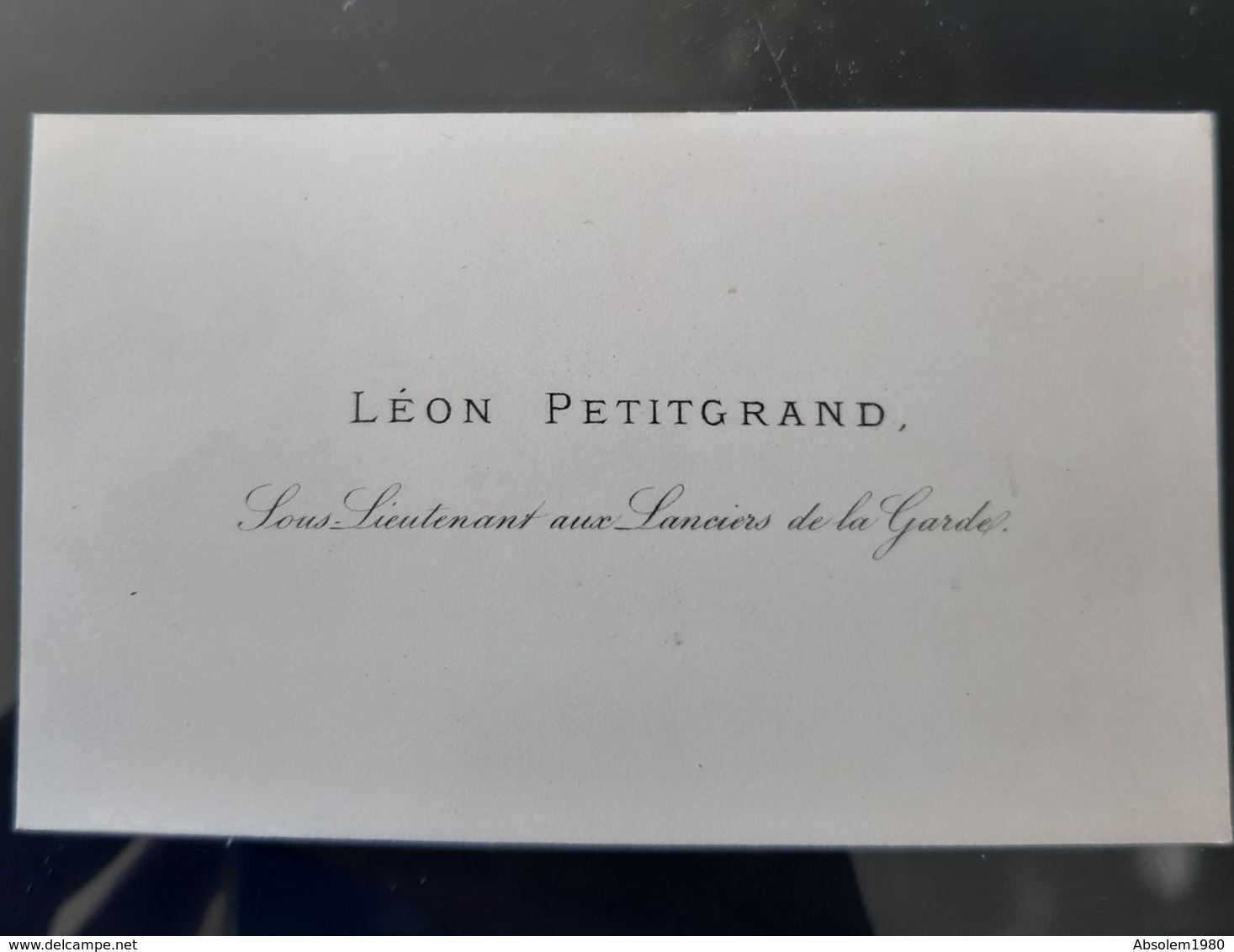 CARTE VISITE ANCIENNE LEON PETITGRAND SOUS LIEUTENANT LANCIERS DE LA GARDE IMPERIALE MILITARIA CAVALERIE SECOND EMPIRE - Cartoncini Da Visita