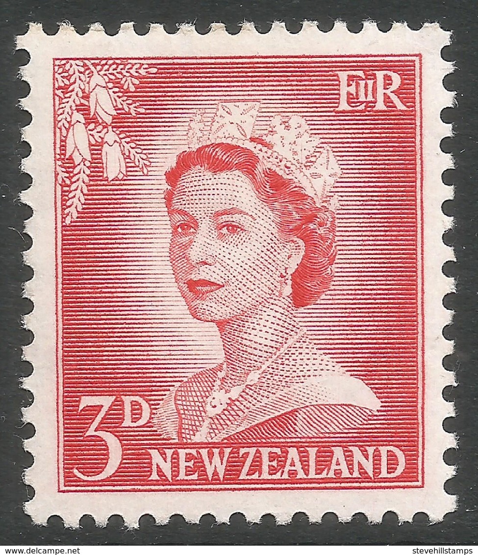 New Zealand. 1955-59 QEII. Large Value. 3d MH. SG 748b - Unused Stamps