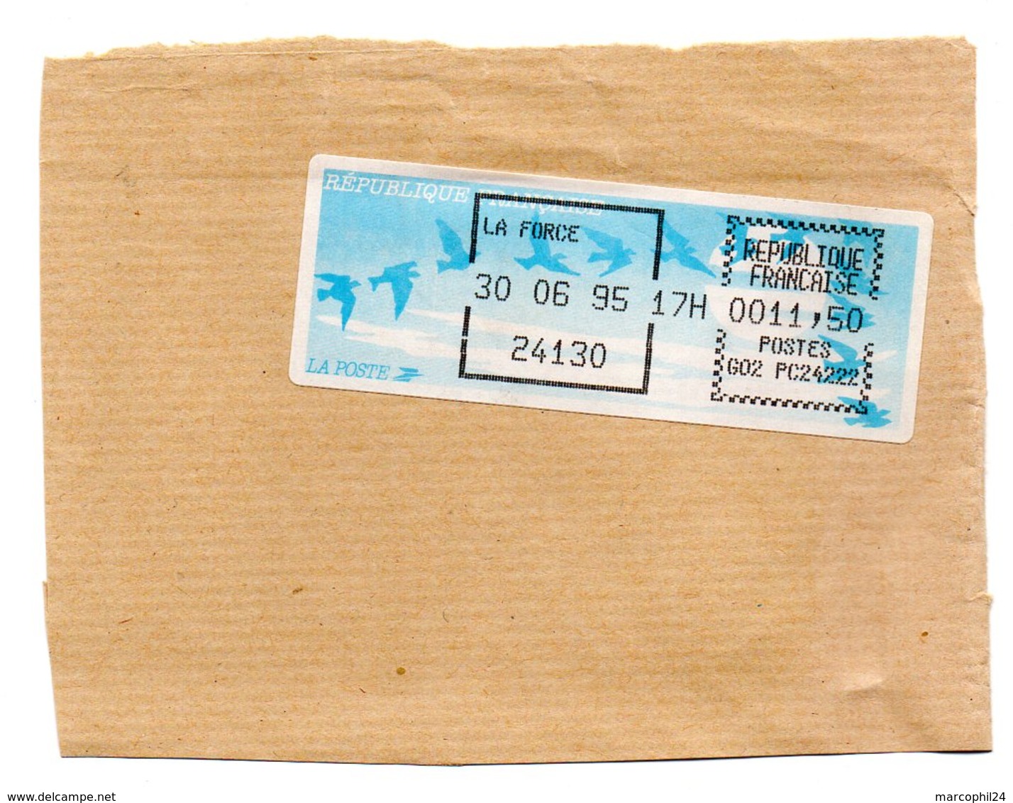 DORDOGNE - Dépt N° 24 = LA FORCE 1995 =  ETIQUETTE De DISTRIBUTEUR OISEAUX De JUBERT Sur ENVELOPPE ENTIERE - 1990 « Oiseaux De Jubert »