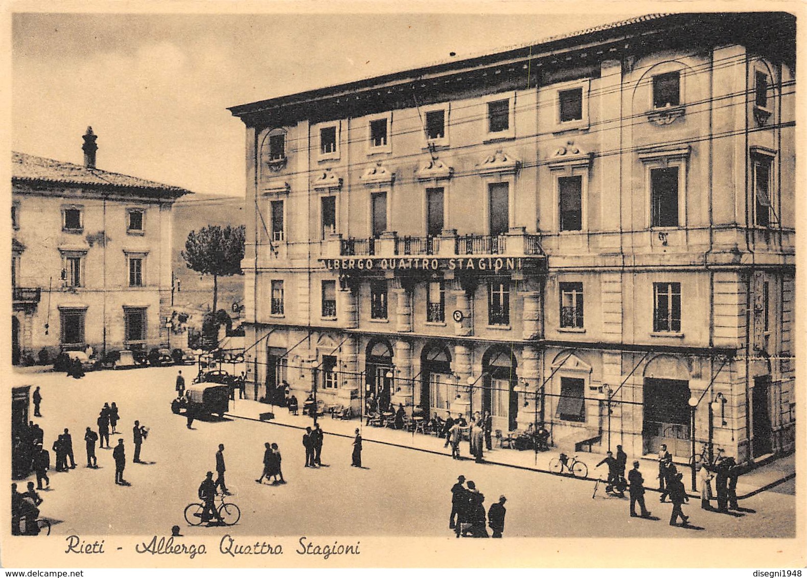 M08080 "RIETI-ALBERGO QUATTRO STAGIONI"ANIMATA-AUTOVEICOLI ANNI '30-CART. ORIG. NON SPED. - Rieti