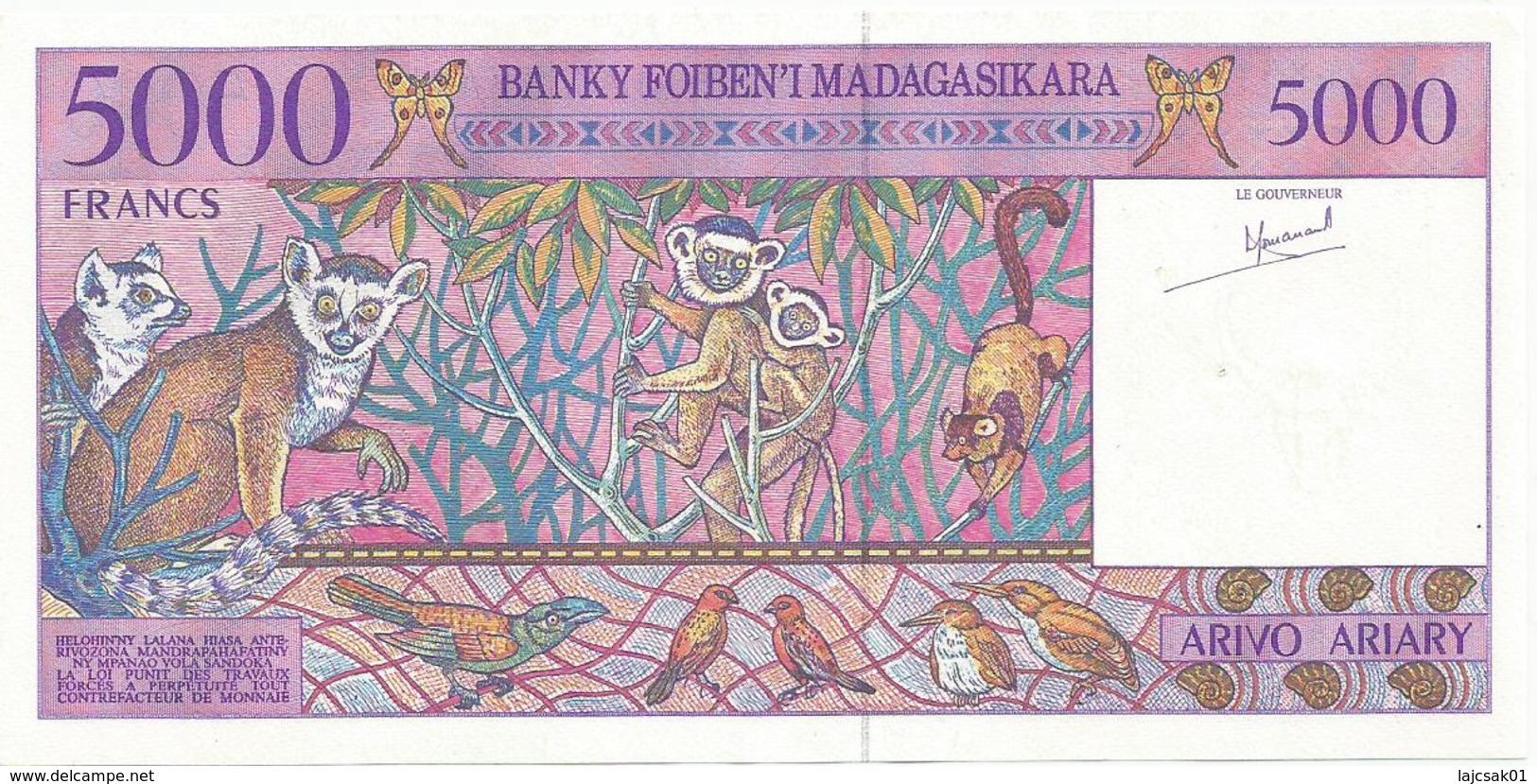 Madagascar 5000 Francs = 1000 Ariary 1994/95 ND - Madagascar