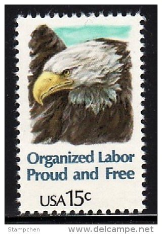 1980 USA Organized Labor Stamp Sc#1831 Bald Eagle - Protezione Dell'Ambiente & Clima