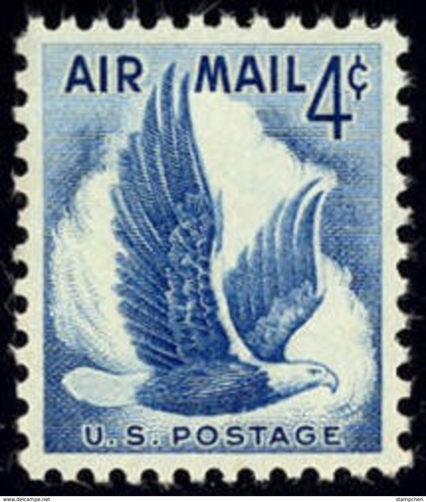 1954 USA Air Mail Stamp Eagle In Flight Sc#c48 Post Bird - Nature