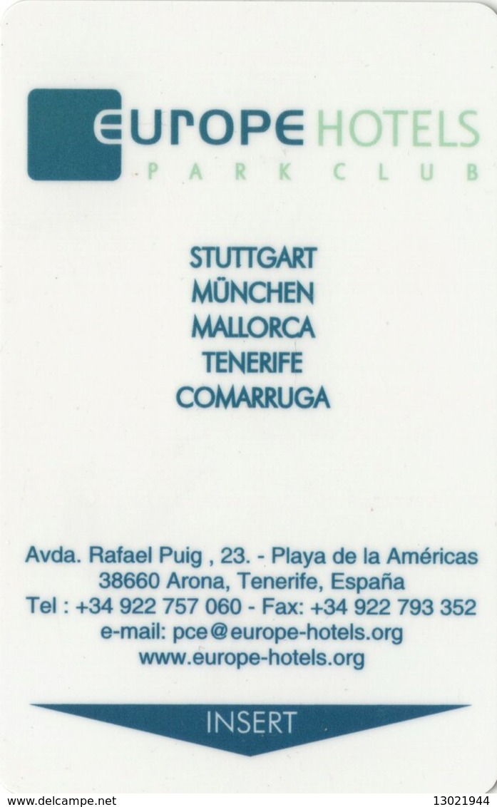 SPAGNA KEY  HOTEL Europe Hotels Park Club - ROLEX -     Arona (Tenerife) - Hotel Keycards