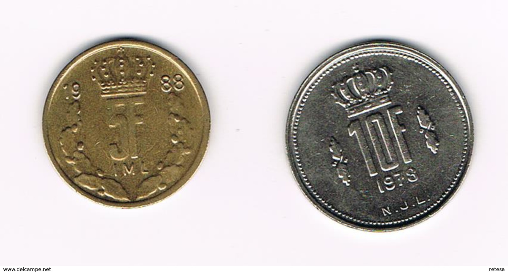 //  LUXEMBURG  5 En 10 FRANCS 1988/1978 - Luxembourg