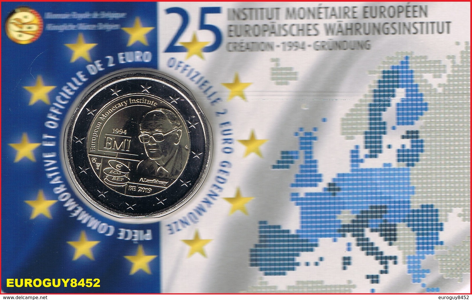 BELGIE - COINCARD 2 € 2019 BU - 25 ANS INSTITUT MONETAIRE EUROPEEN - FR - Belgique