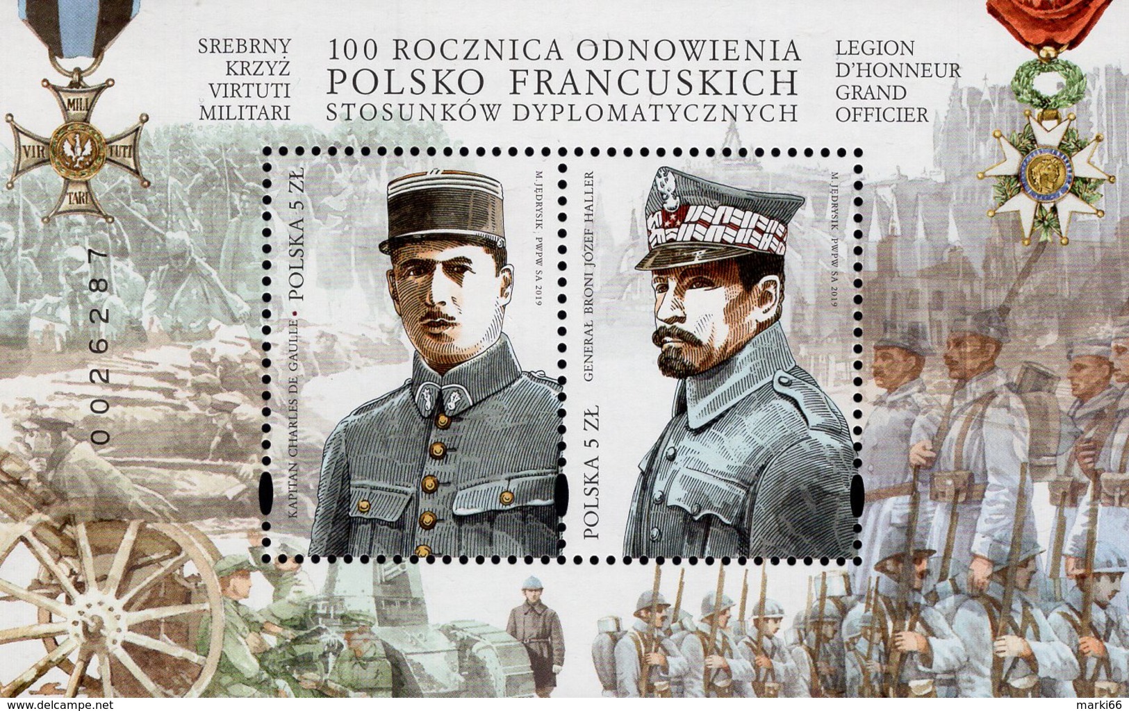 Poland - 2019 - Centenary Of Restoration Of Polish-French Diplomatic Relations - Joint Issue With France -souvenir Sheet - Neufs