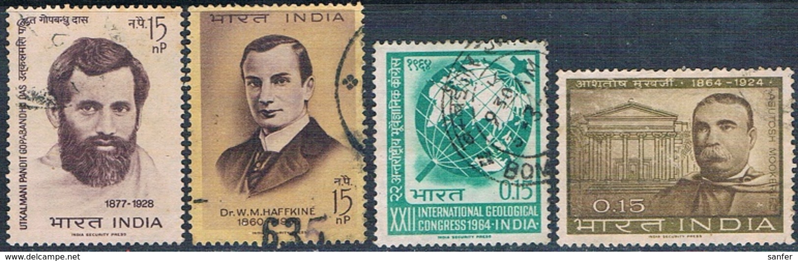 India 1964 -  Michel  366 + 372 + 374 + 380  ( Usados ) - Usados