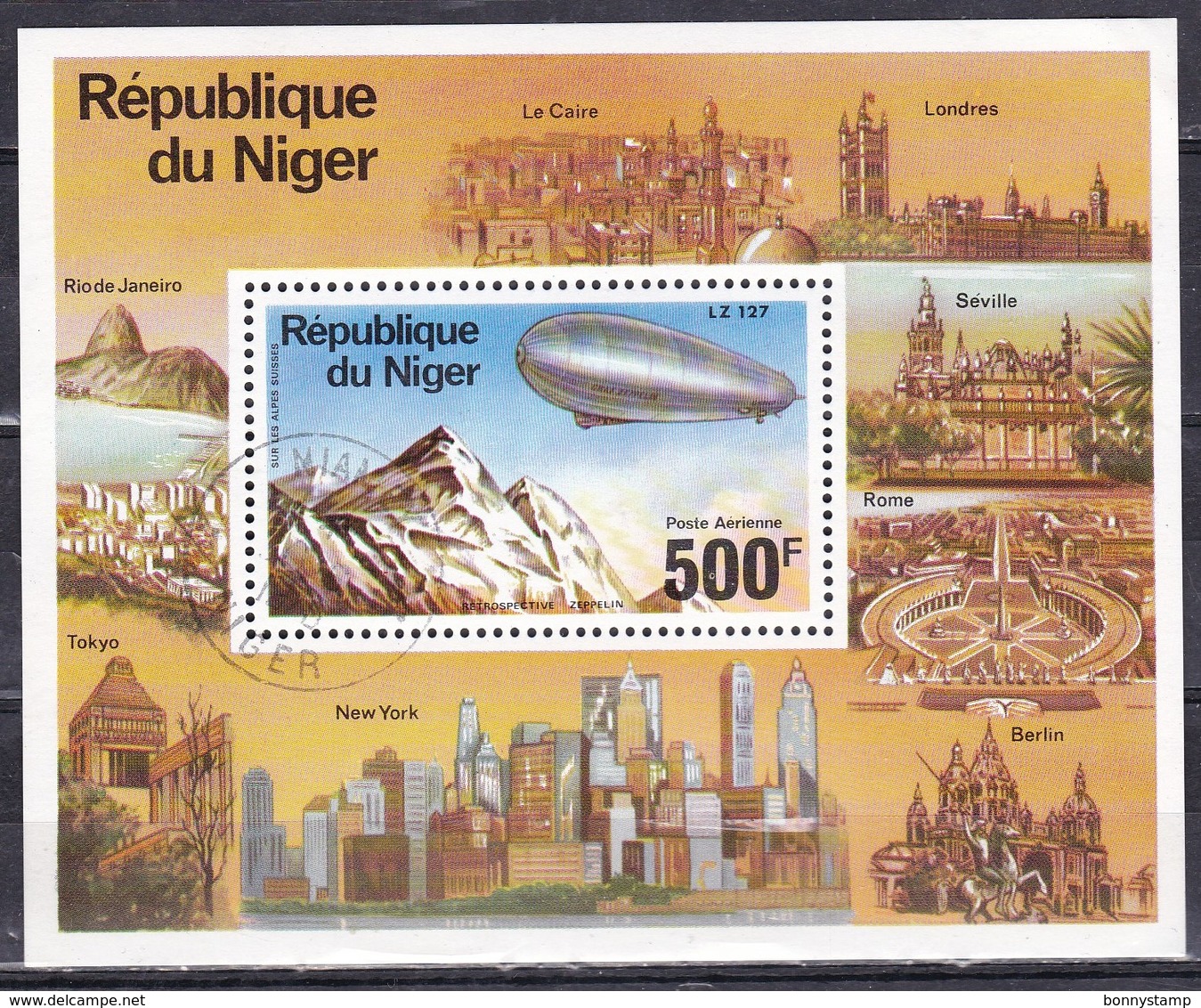 Niger, 1976 - 500fr Zeppelin, Foglietto - Nr.C278 MNH** - Niger (1960-...)