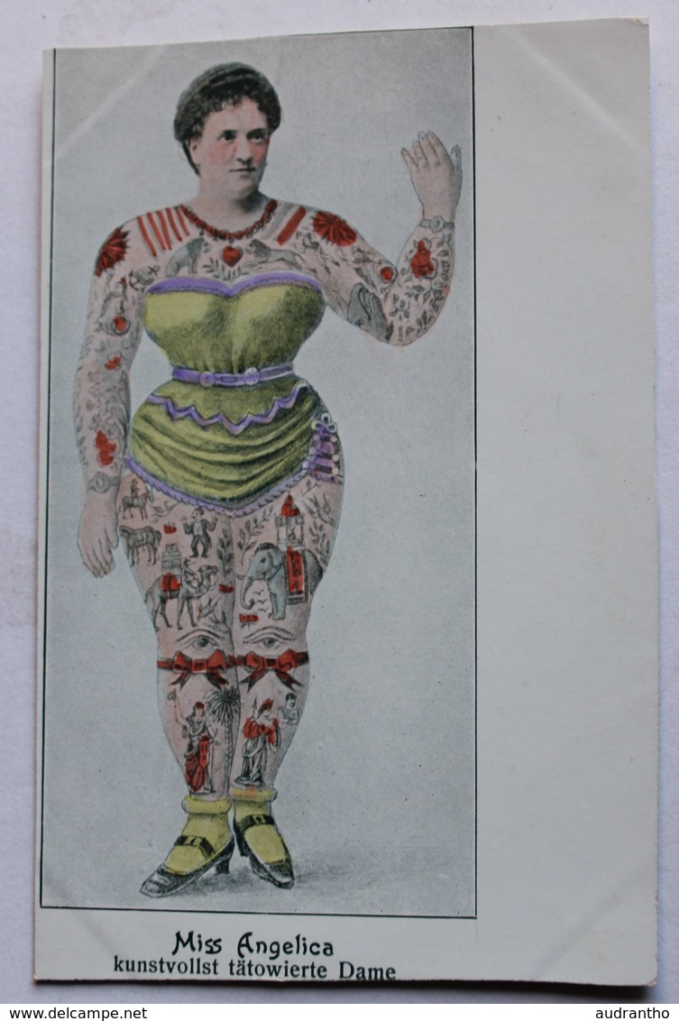 Rare CPA Femme Tatouée Tatouage Tätowierte Miss Angelica Schwarz Kunstvollst Tätowierte Dame Edit Paul Schaerf Gera-R - Autres & Non Classés