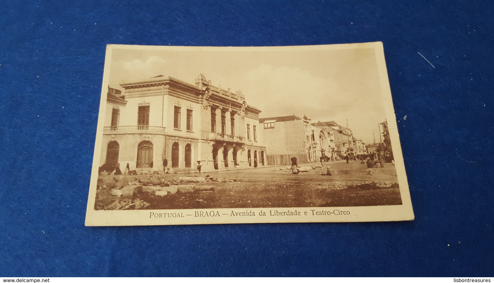 ANTIQUE POSTCARD PORTUGAL BRAGA - AVENIDA DA LIBERDADE E TEATRO-CIRCO UNUSED - Braga