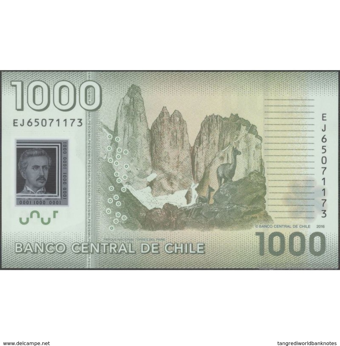 TWN - CHILE 161g - 1000 1.000 Pesos 2016 Polymer - Serie EJ - Signatures: Vergara & Zurbuchen UNC - Cile