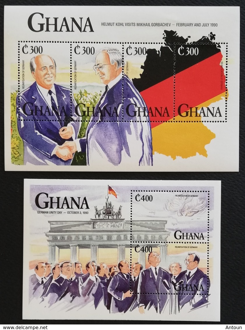 Ghana  1992 Rrunification Of Germany S/S  Pair - Ghana (1957-...)